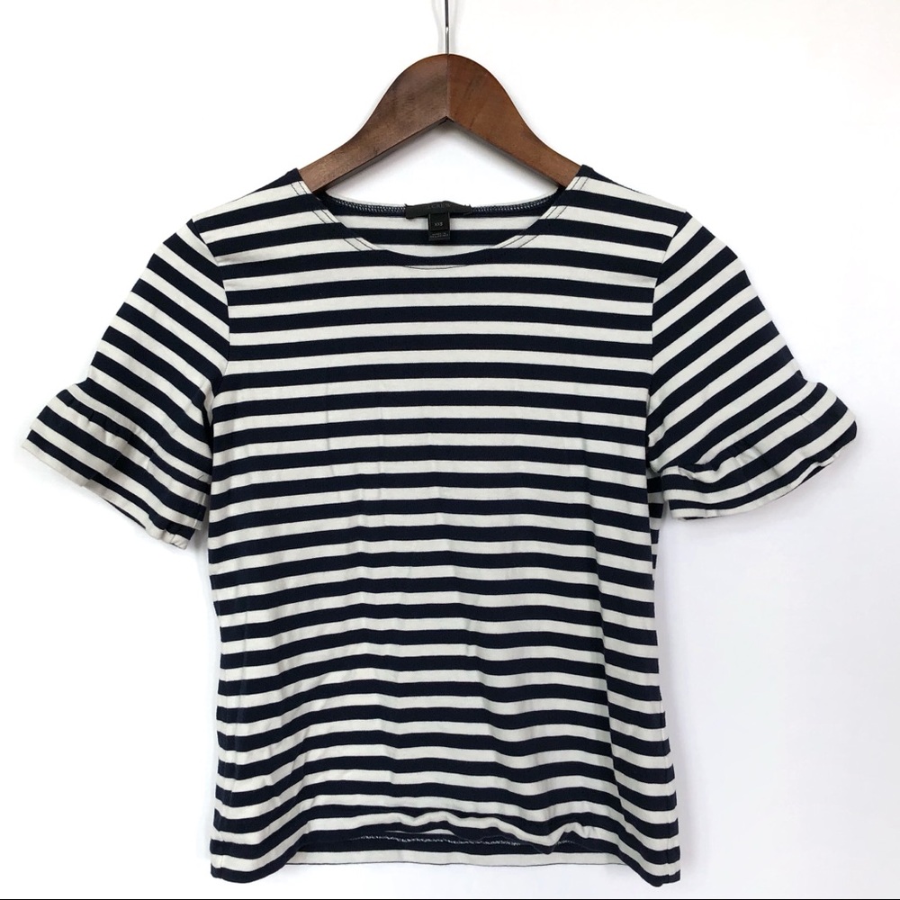 J. Crew Striped Ruffle Sleeve Top